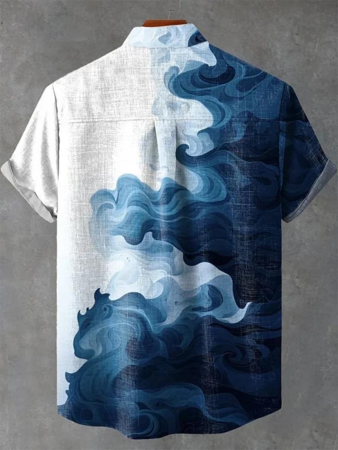 Waves Clouds Abstract Art Print Casual 100% Cotton Shirt