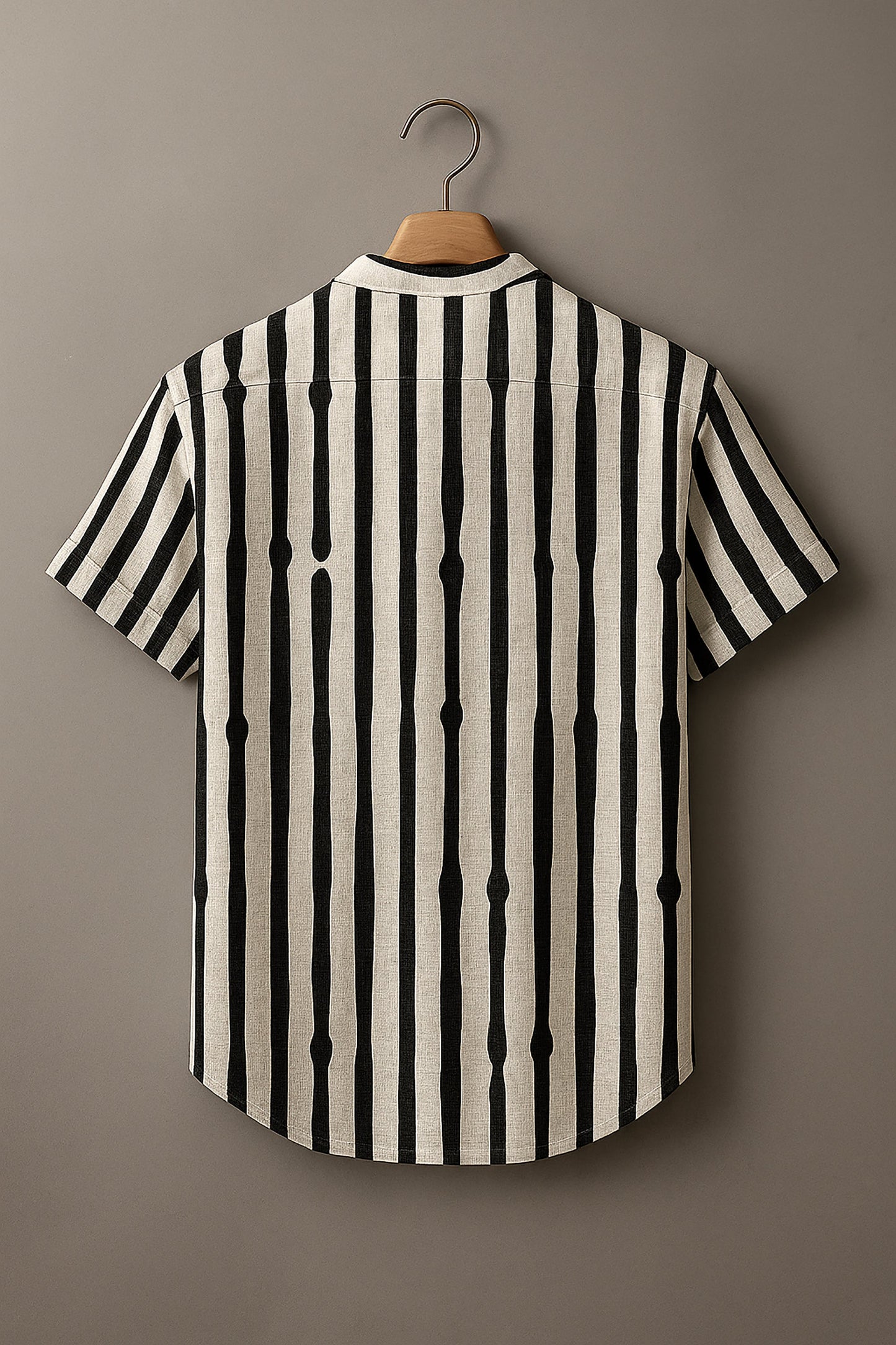 Men Classic Multi Stripes Crochet Semi Sheer Shirt