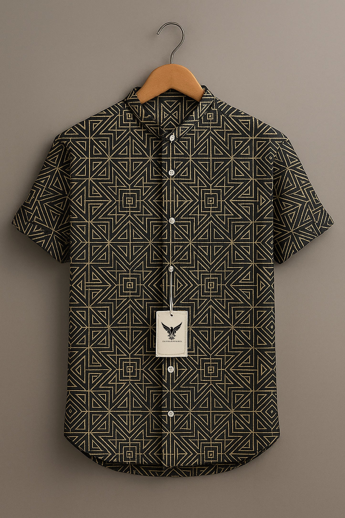 Geometric Repeat Pattern Printed Casual 100% Cotton Shirt
