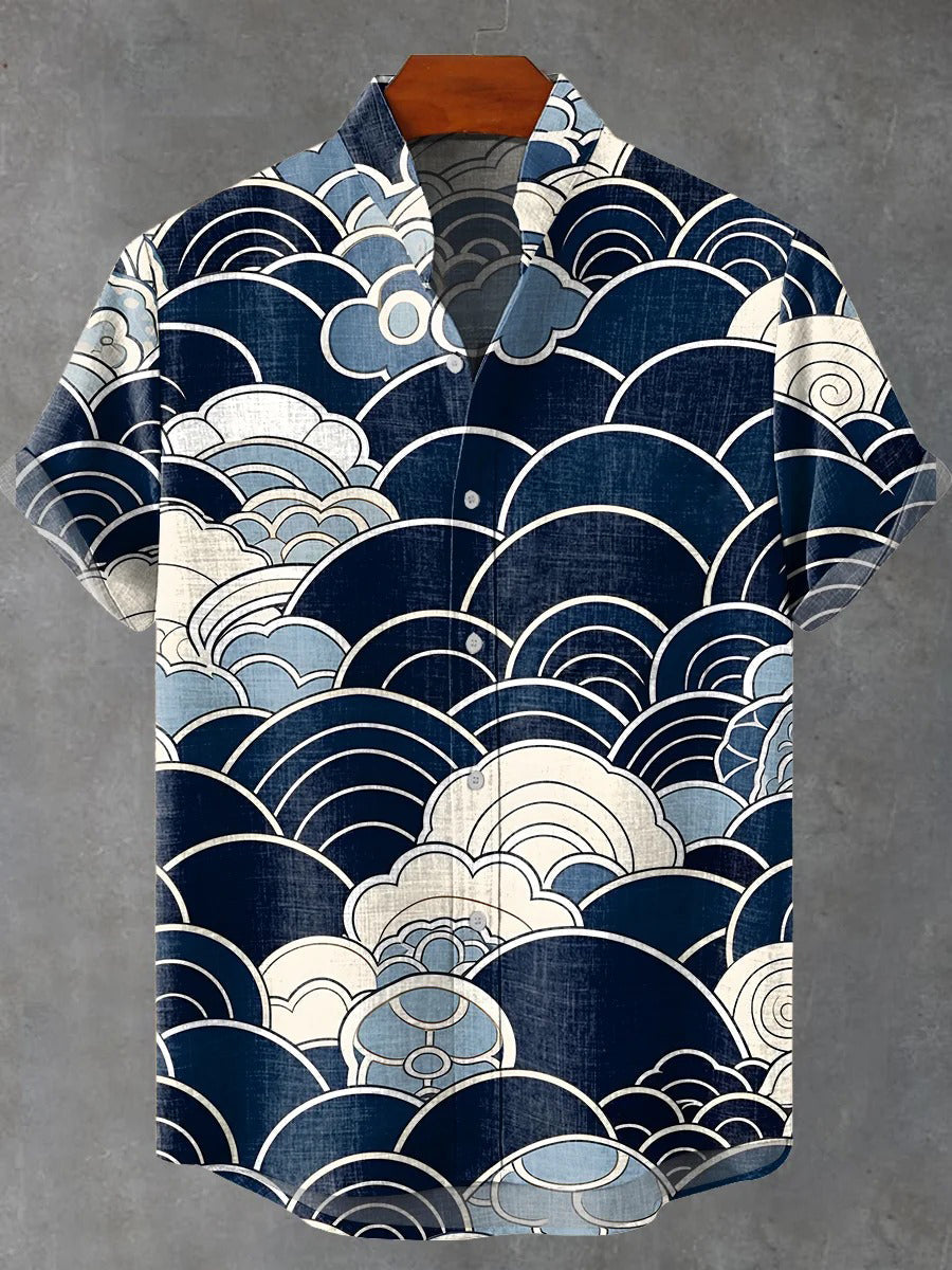 Cloud layer sector Vintage Print Casual 100% Cotton Shirt