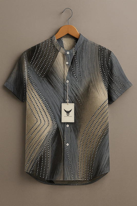 Gradient Stripes Art Print Casual 100% Cotton Shirt