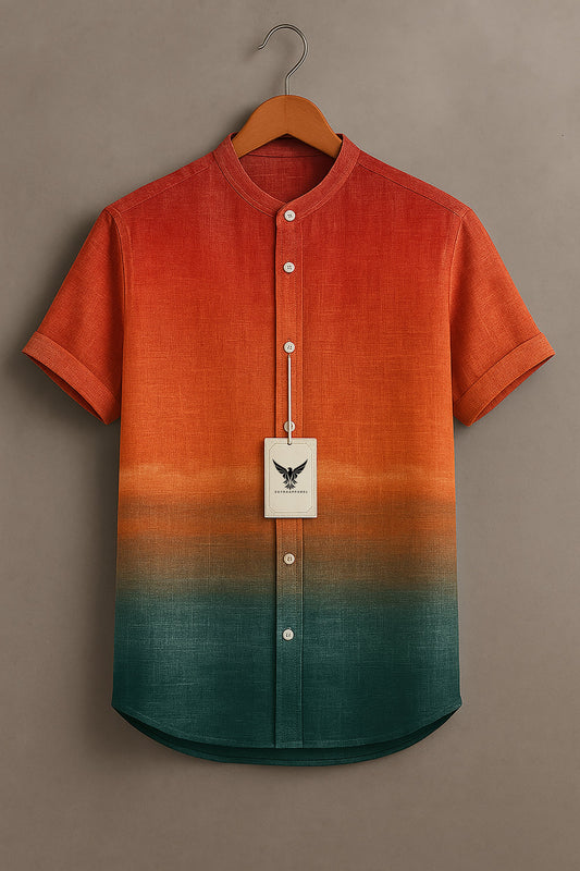 Line Combination Fan-shaped Decorative Pattern Casual Cotton And Linen Polo